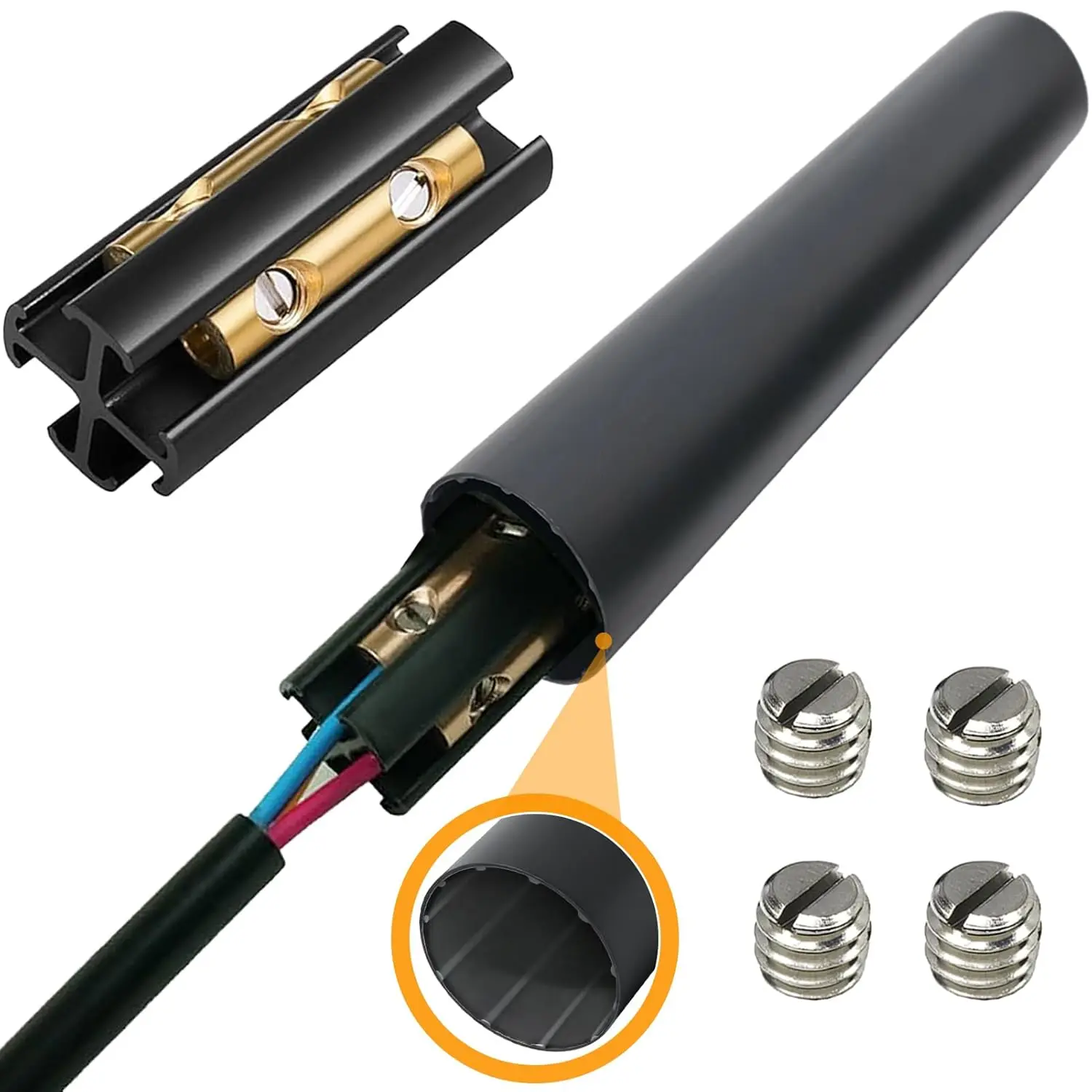 Underground Wire Splice Kit For Direct Burial UF Cable Connections With Brass Screw Connectors And Heat Shrink Tubing