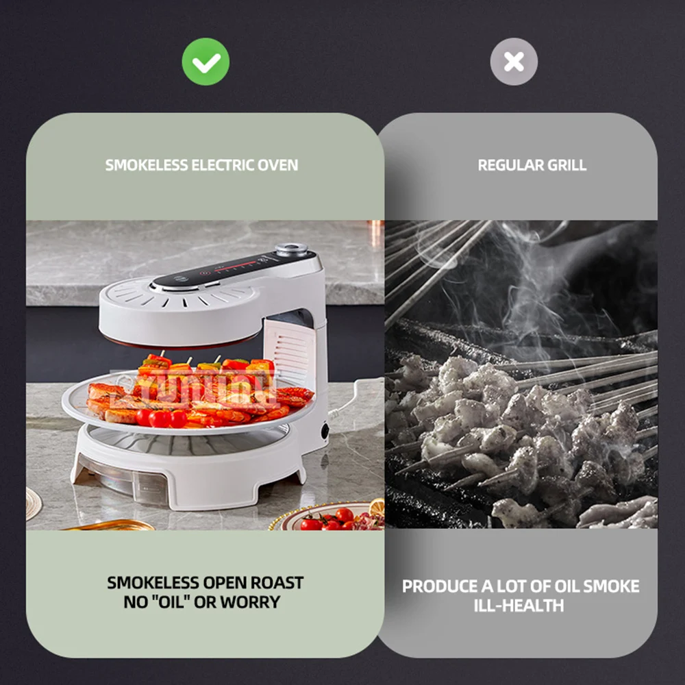 2025 شواية باربيكيو كهربائية منزلية دخاني مقلاة خبز كهربائية موقد متعدد الوظائف ماكينة شواء دوارة