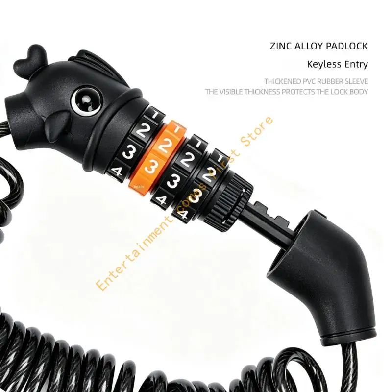 Bicycles Code Lock Foldable Chain Antitheft Security Steel Cable Lock Outdoor Cycling Equipment with 4 Digits Resettable 55KD