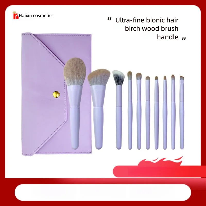 Juego de 10 mini brochas de maquillaje portátiles, brocha para polvos de cerdas suaves, brocha puntiaguda, brocha para sombra de ojos, juego de herramientas de belleza transfronterizas