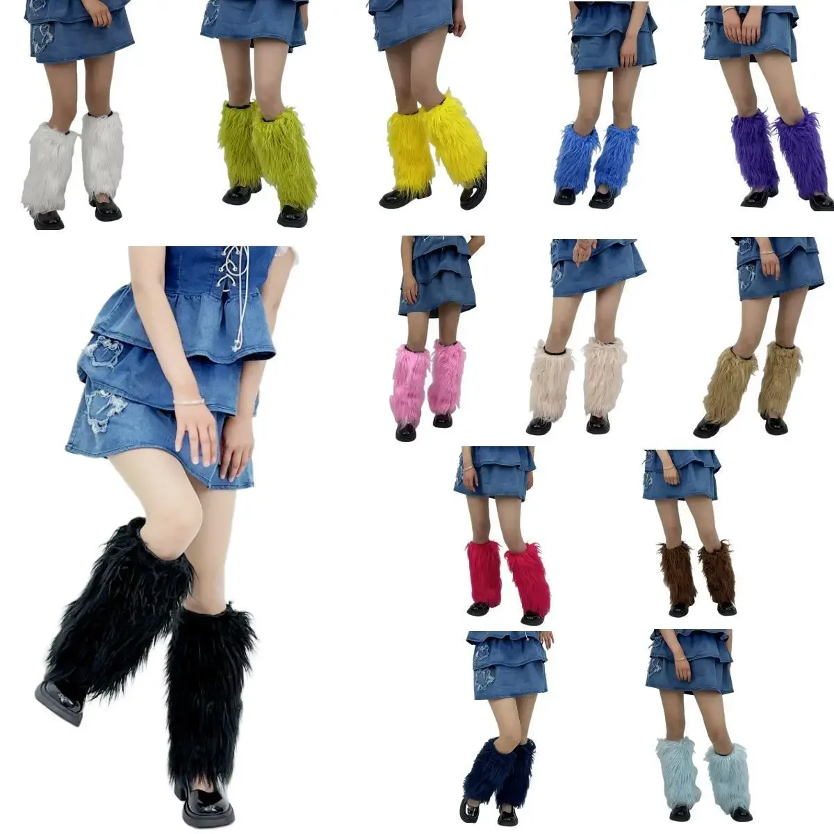 Piles of Fluffy Socks Cover Women's Autumn Imitation Fur Leg  Calf Socks Jk Medium Tube Socks  Boot Cover