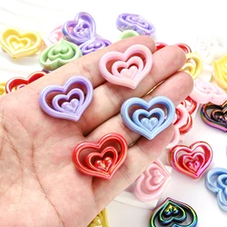 10Pcs Hollow Three Floors Love Heart Beads Focal Beads Diy Supplies for Pens Jewelry Making Hairpin Handmade Diy Accessories