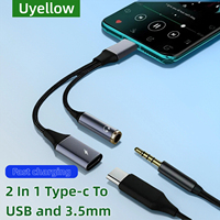 Uyellow 2 In 1 Type USB C To 3.5mm Jack Earphone Charging Cable Converter Type C to 3.5 Audio OTG Adapter for Macbook Samsung