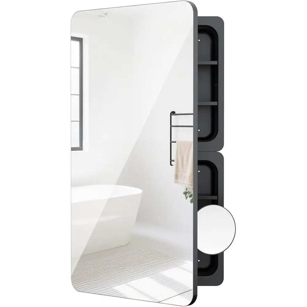 

Тройное зеркало-шкаф 36 с увеличением 3x, регулируемыми полками, настенное крепление для косметики и средств по уходу за собой