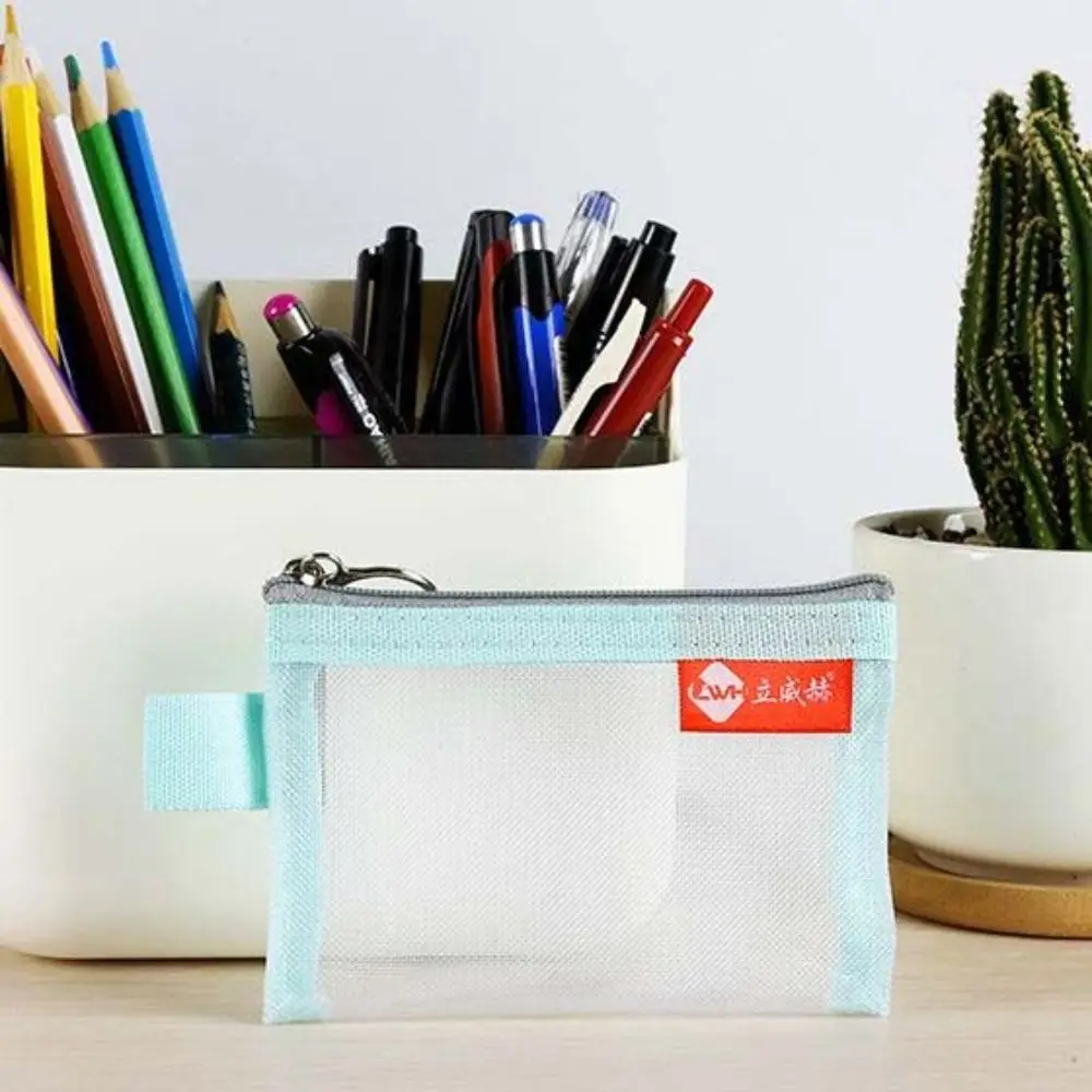 تغيير حقيبة التخزين حقيبة شبكية شفافة أحمر الشفاه حقيبة مستحضرات التجميل أكياس العملات المعدنية محفظة نسائية للعملات المعدنية بلون كابل بيانات حقيبة التخزين