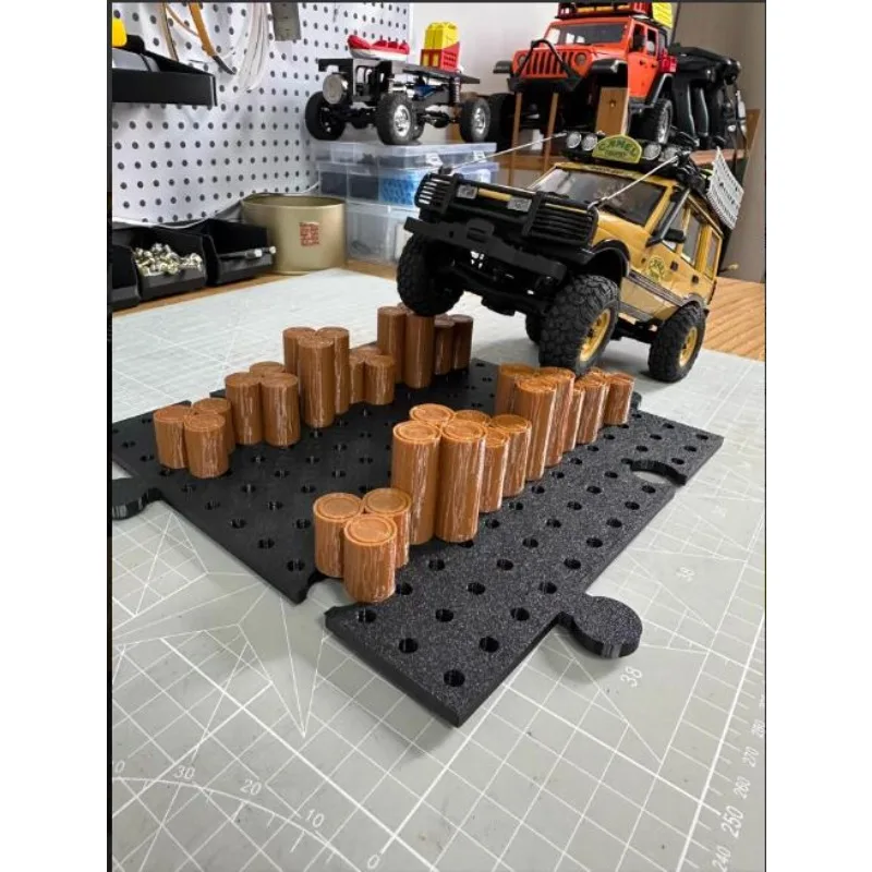 RC Cars Wooden Stake Obstacle Bridge,3D Printed,Freely Arranged Stakes,Expandable Base,Flexible Combo,Trail Course Scene Parts