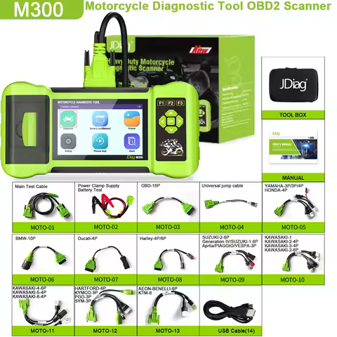 2025 JDiag M300 OBD2 Scanner Motorcycle Diagnostic Tool Moto Scanner Fault Code Read ABS Engine For BMW Yamaha Harley Honda Duca
