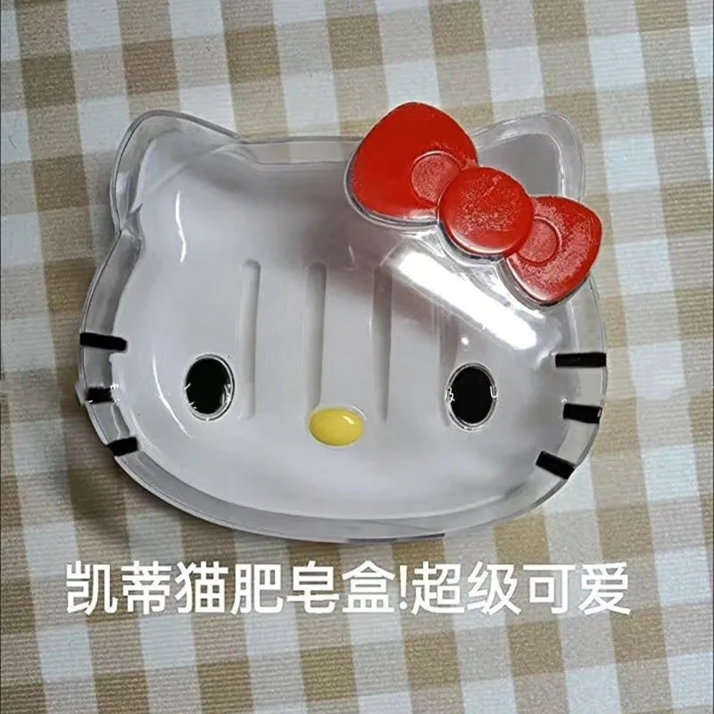 Hello Kitty cartoon creative cute doll shape household bathroom soap drain box student dormitory portable storage box with lid