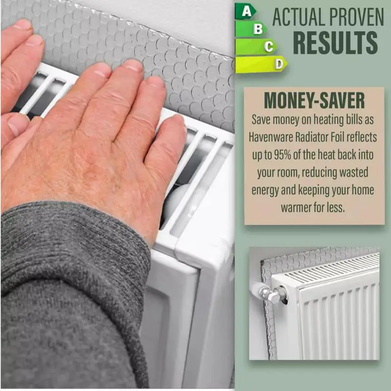 Радиатор Теплоотражатель Задняя фольга Тепловідбивающая длина 5 м Тепловая энергосберегающая пленка Алюминиевая пленка 60 см * 5 м с наклейкой Тепло
