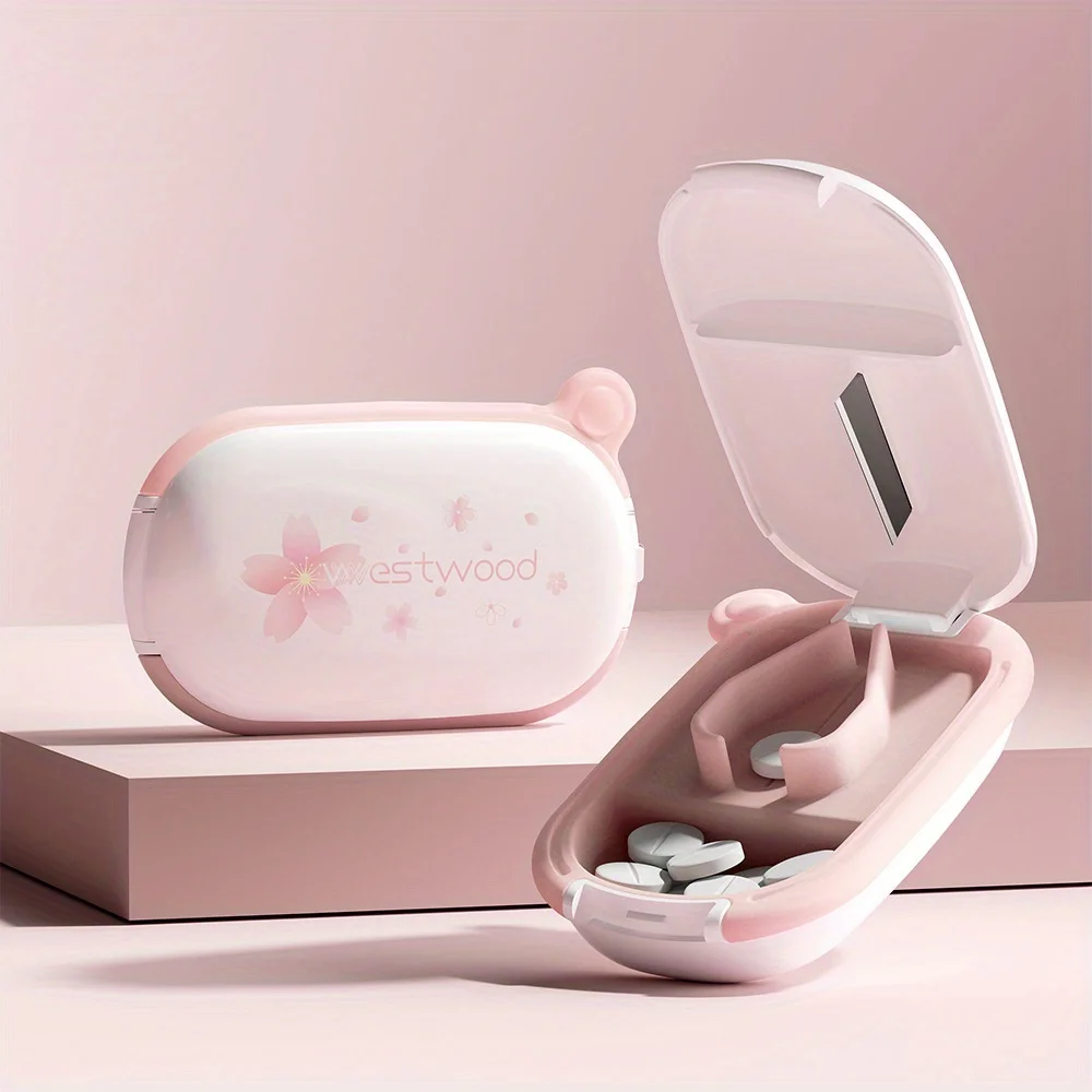 Tragbarer Pillenschneider für Pillen, präziser Pillensplitter für kleine Tablets, Vitamine und Kapseln, kompaktes Design für die Geldbörse
