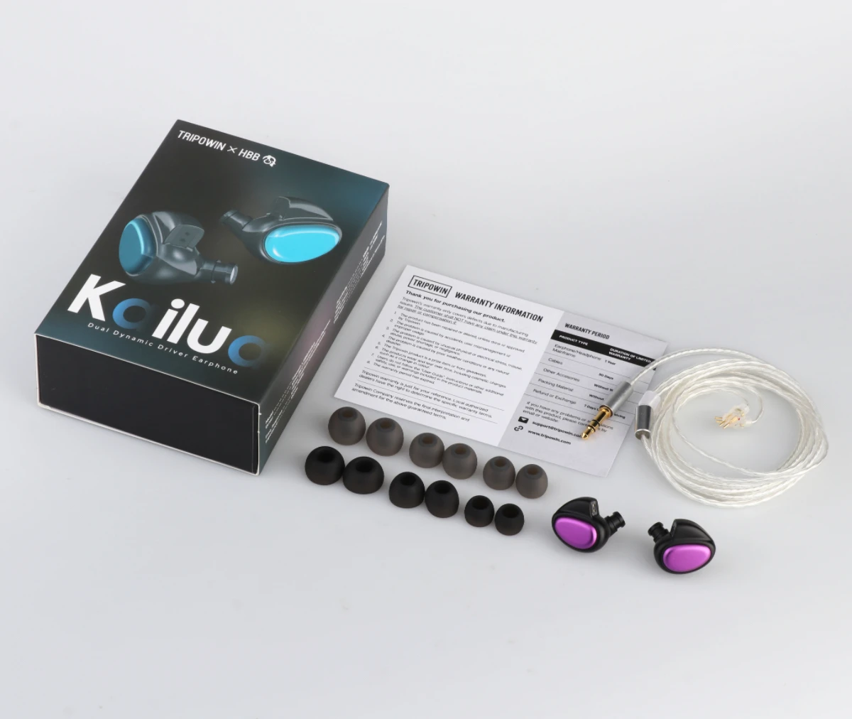 Tripowin X HBB Kailua Dual Dynamic Driver In-Ear-Monitor mit abnehmbarem OCC-Kabel 0,78 mm 2-Pin-Anschluss für audiophile Musiker – Detail 6