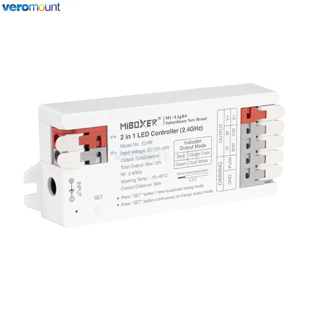 Miboxer DC12-24V E2-RF 2in1 E3-RF 3in1 2.4GHzRF Remote Control LED Controller Single/Dual color RGB RGBW RGBCCT LED Strip Dimmer