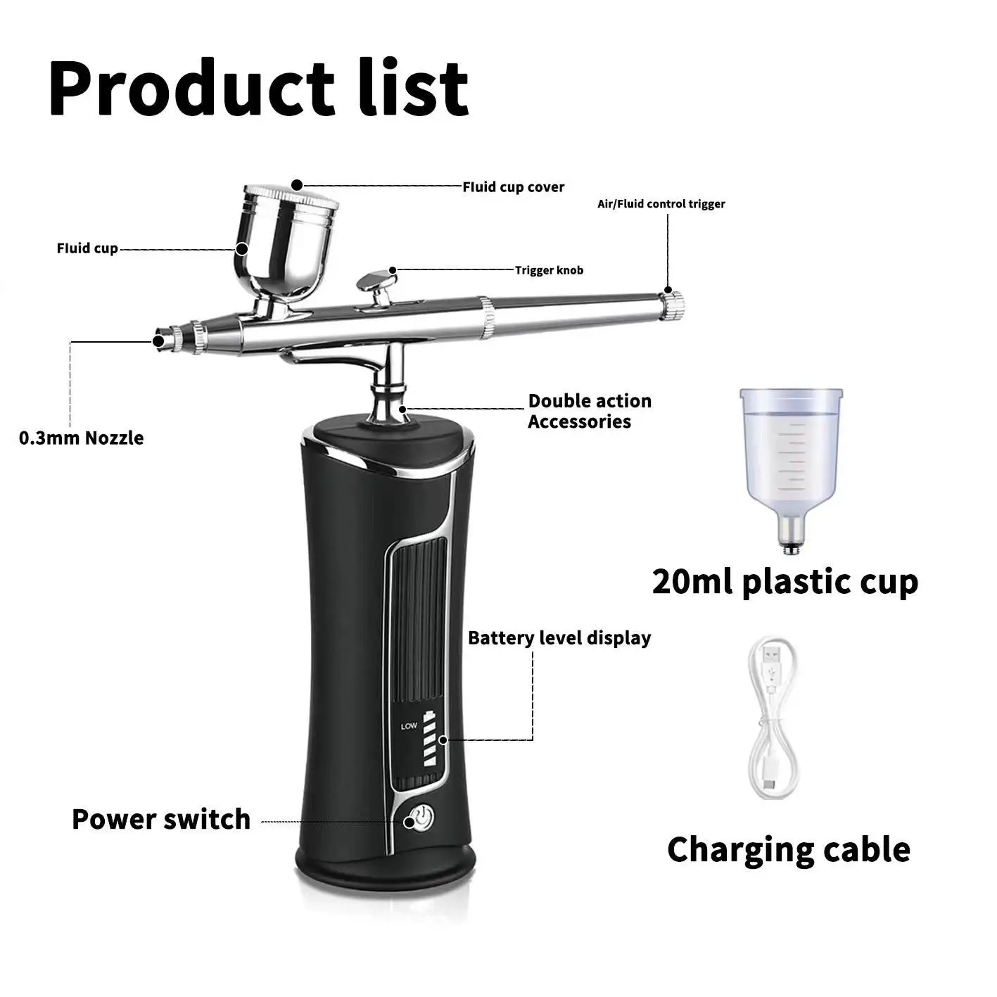 Draagbare 10W MicroNail Airbrush met batterij in professionele plastic gereedschappen Nieuw model Hot Selling voor nagelsverf