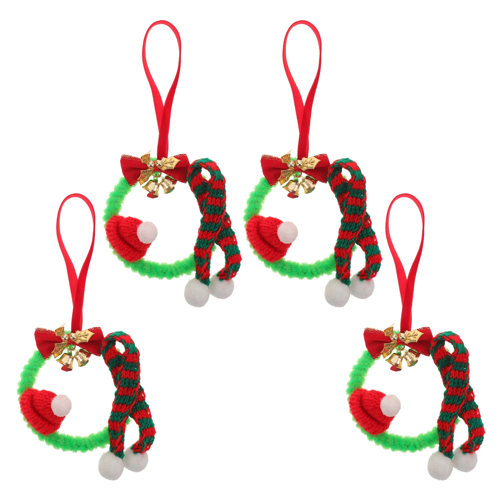 

4Pcs Christmas Mini Wreaths Artificial Green Small Cabinet Door Window Holiday Indoor Home Festive Decor Small Wreath