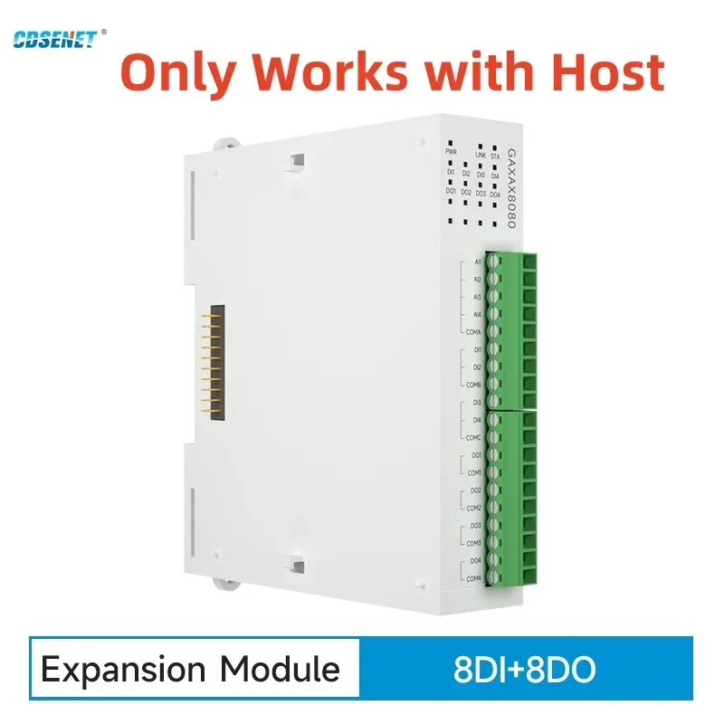 

RS485 8DI+8DO Expansion Remote IO Module Ethernet CDSENET GAXAX8080 Analog Switch Acquisition Modbus TCP RTU Works with Host