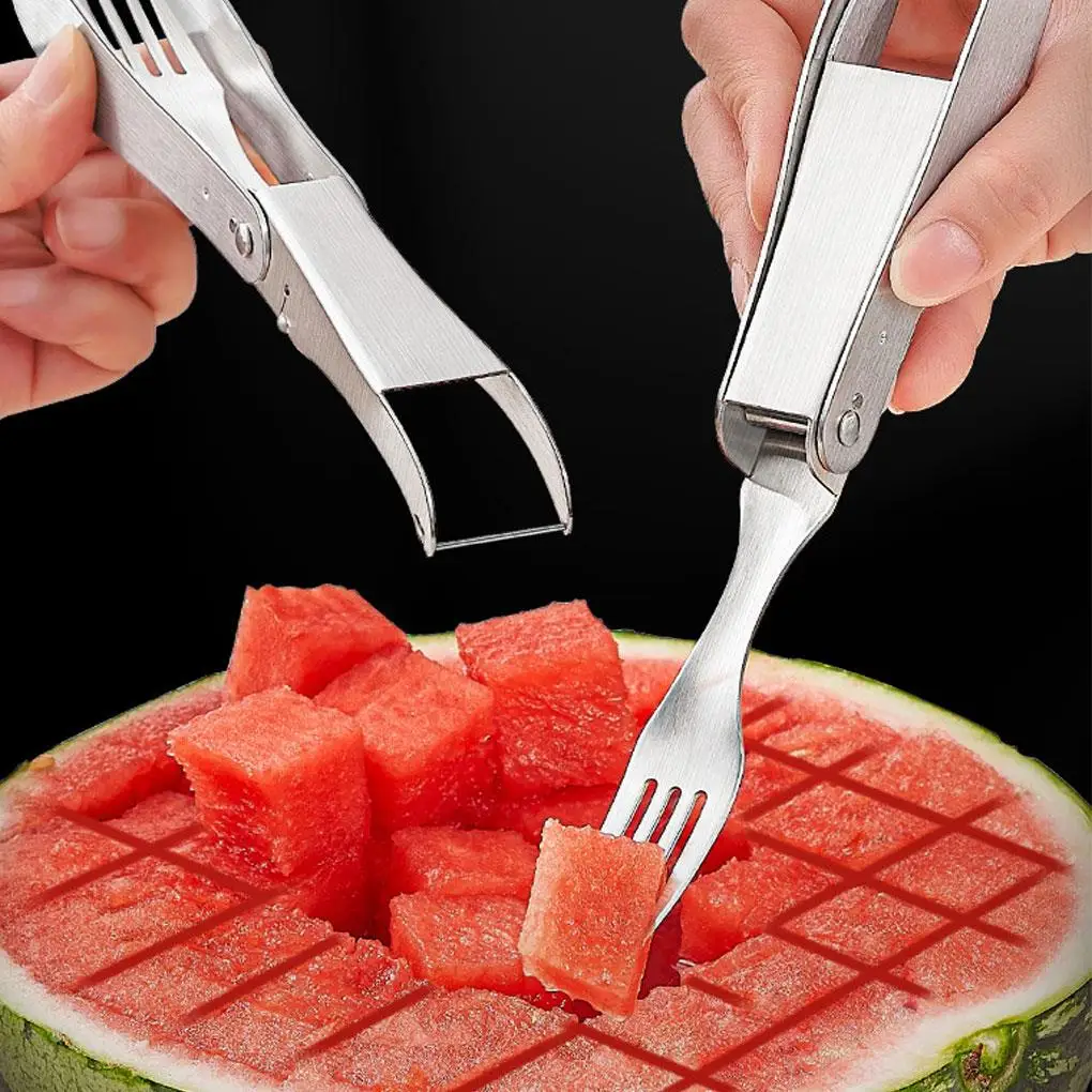 

Silver Watermelon Cutting Tool Foldable Stainless Steel Slicer For Travel And Durable