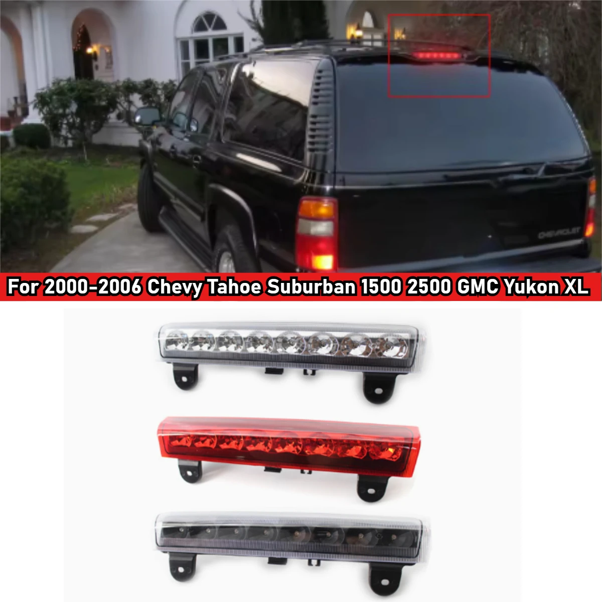 

For 2000-2006 Chevy Tahoe Suburban 1500 2500 GMC Yukon XL 1500 2500 LED Third Brake Cargo Light 15170955 02HLA4510ASM