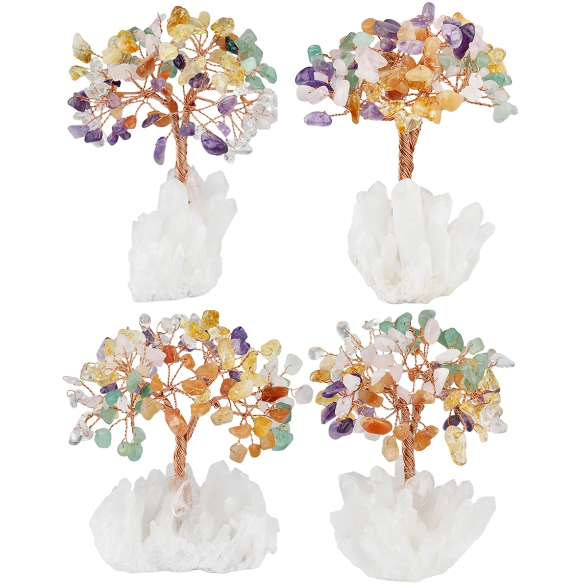 Natural Crystal Tree With Rock Quartz Base Lucky Money Tree For Wealth And Luck Fengshui Home Decoration