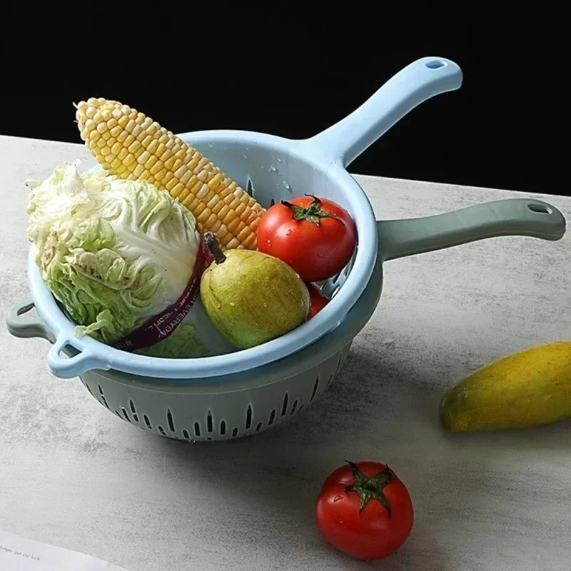 New Sink Water Filter Kitchen Drainer Basket Plastic Washing Colander Strainer Food Handle Fruit Draining Bowl Vegetables