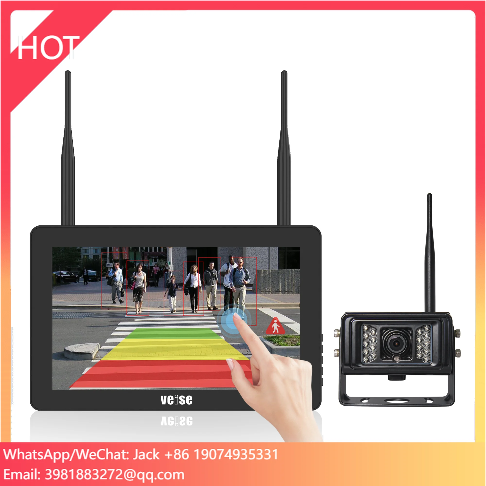 

Большая автомобильная камера обнаружения заднего хода, пешеход и сигнализация о столкновении, AI-камера