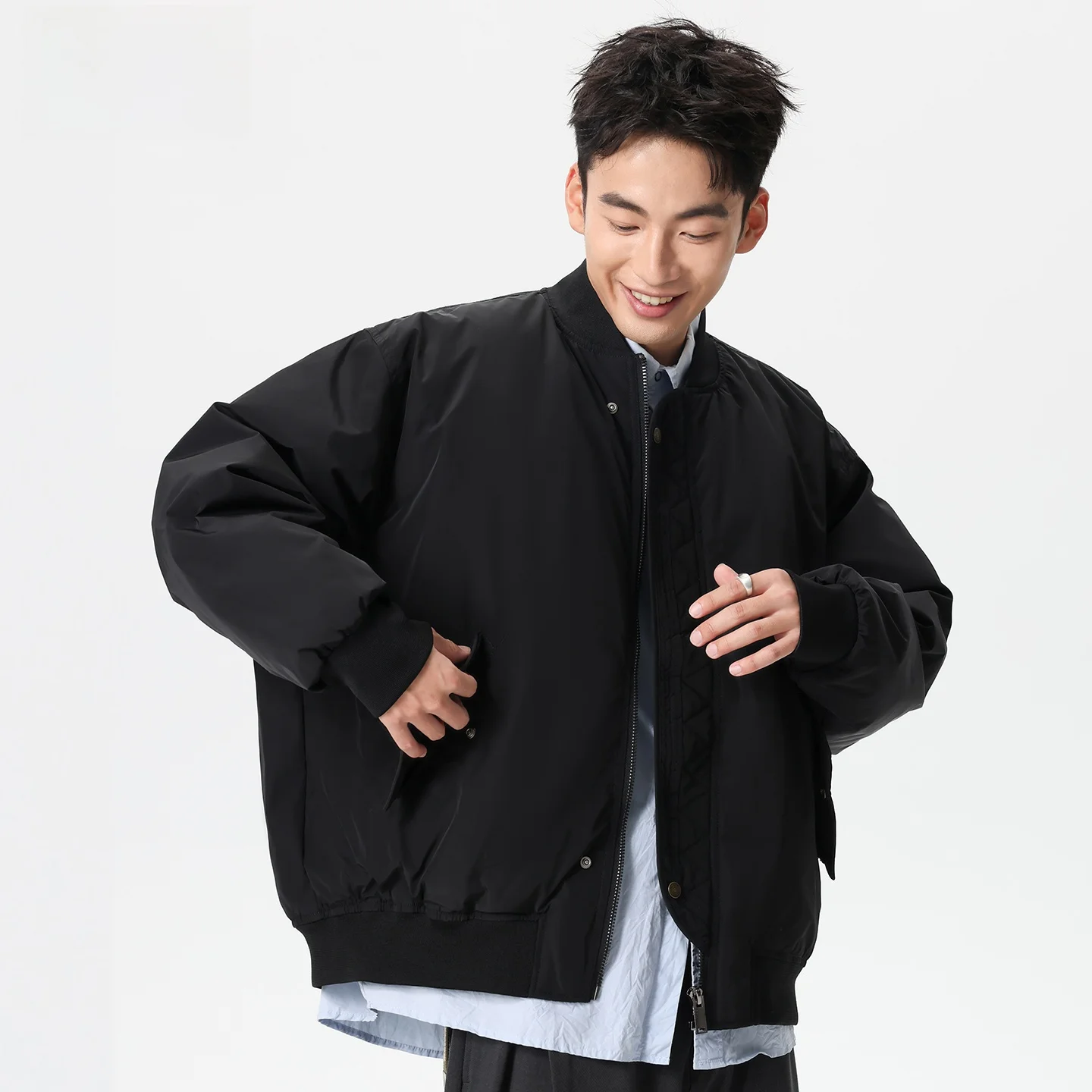 

American Sle Thiened Winter down Jaet Men's Baseball Collar Flight Design Splicing Outerwear Warmth And Sle