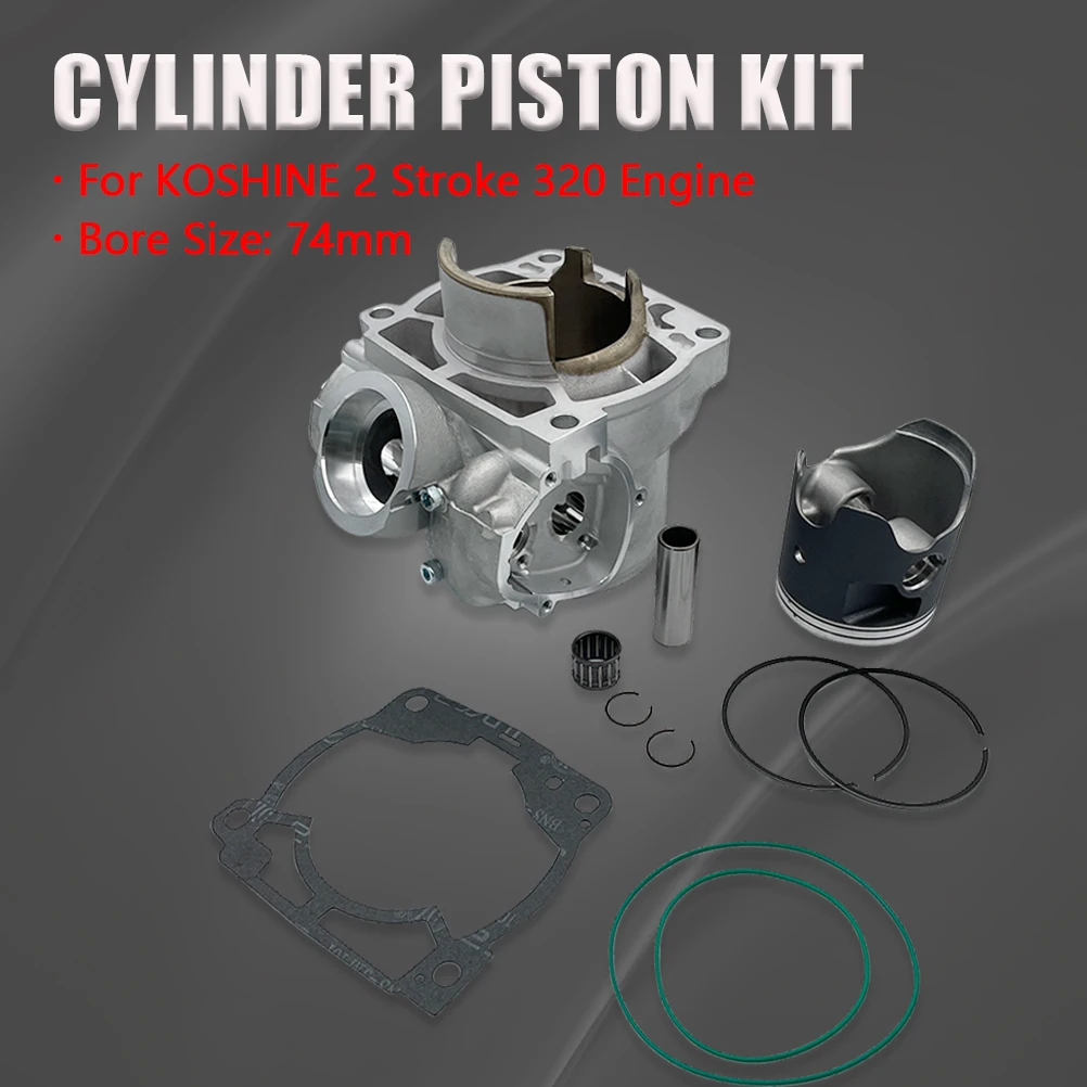 Motorcycle Accessories 74mm Cylinder Block Piston Ring Gasket Bearing Kit KOSHINE 320 2-Stroke Engine Motocross Pit Dirt Bikes