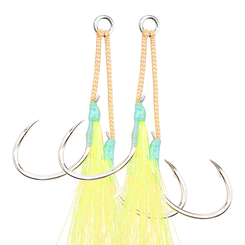 MAG SCTW-GT Fishing Hooks Sea Glow 3/0 4/0 5/0 6/0 Fish Assist Hook Double Fishhooks Jig Slow Feather for Fishing hooks