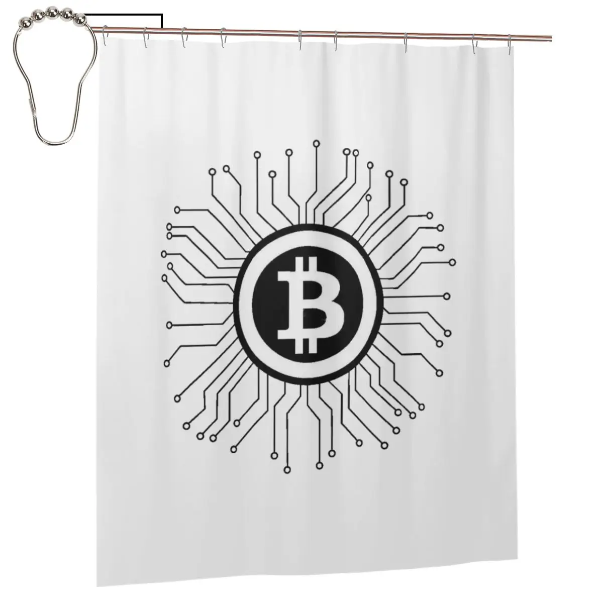

Bitcoin BTC Crypto Currency Shower Curtain Bathroom Polyester Waterproof Bath Curtains with Hooks