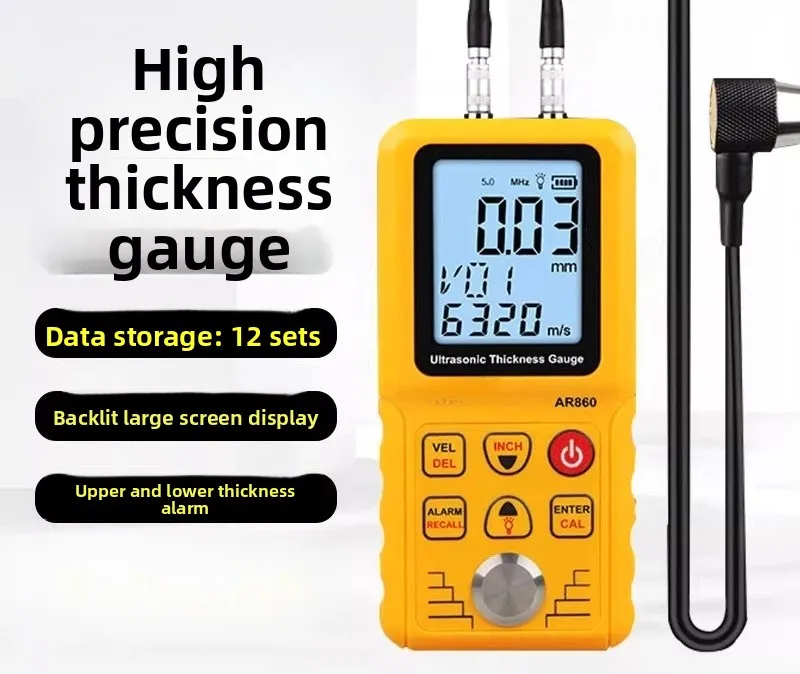 

AR860 Цифровой ультразвуковой толщиномер Высокоточный толщиномер металлической пленки
