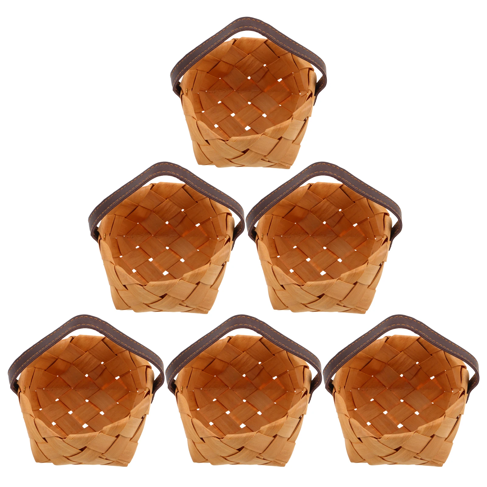

6pcs Wedding Souvenir Baskets Cute Small Mini Woven Project Favor Birthday Party Goodies Decor Pu
