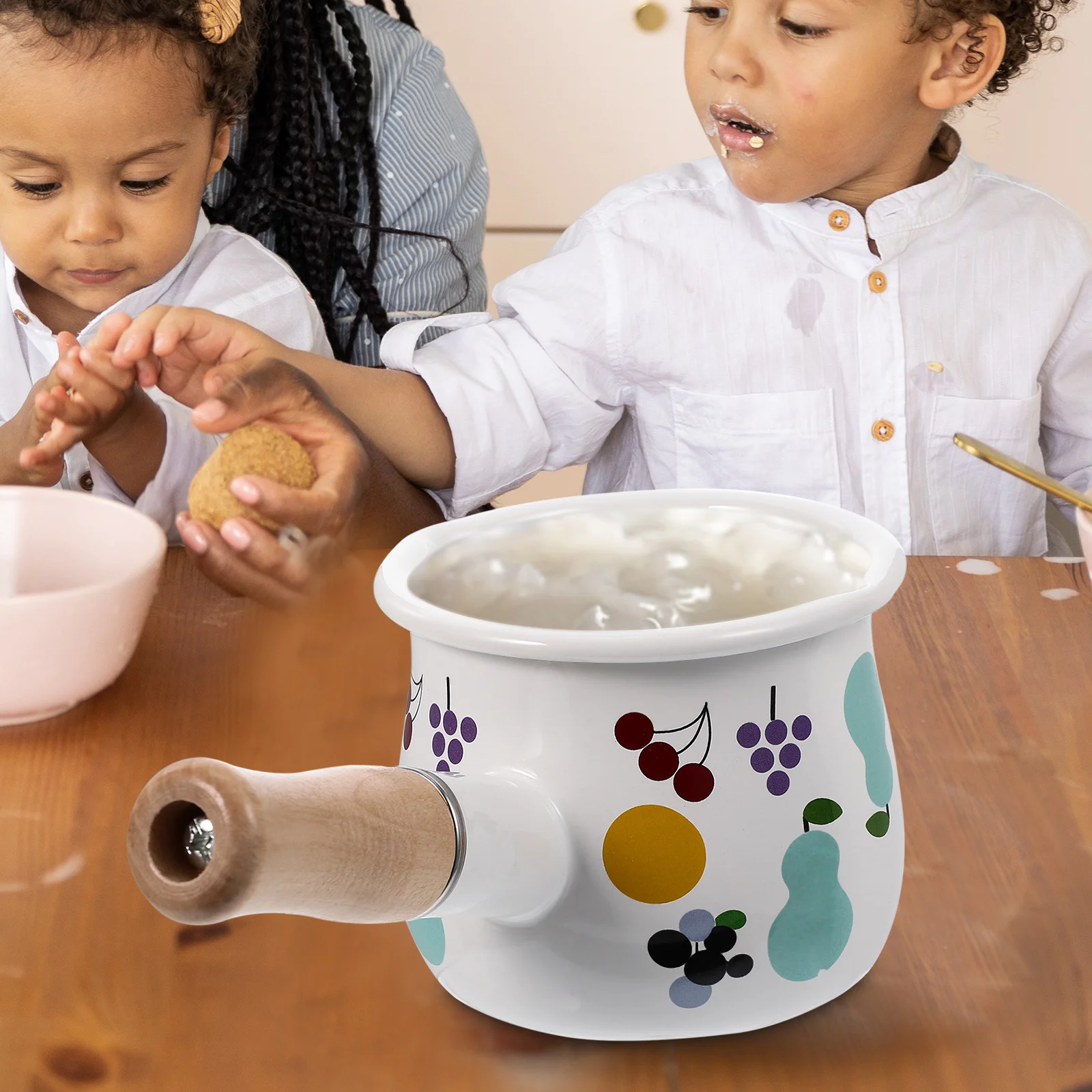 

Enamel Milk Pot Baby Milk Pan Multi Functional Use Fast Heat Conduction Even Heat Distribution Japanese Style Cooking Pot