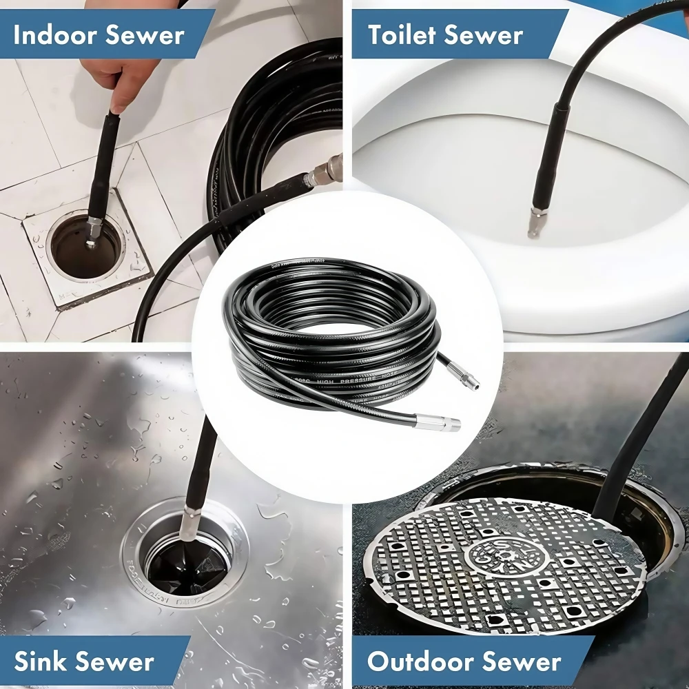 2 ~ 50m 1/4 بوصة NPT الضغط التنظيف آلة خرطوم 5800 PSI الصرف التنظيف خرطوم دوار الصرف الصحي الفوهة