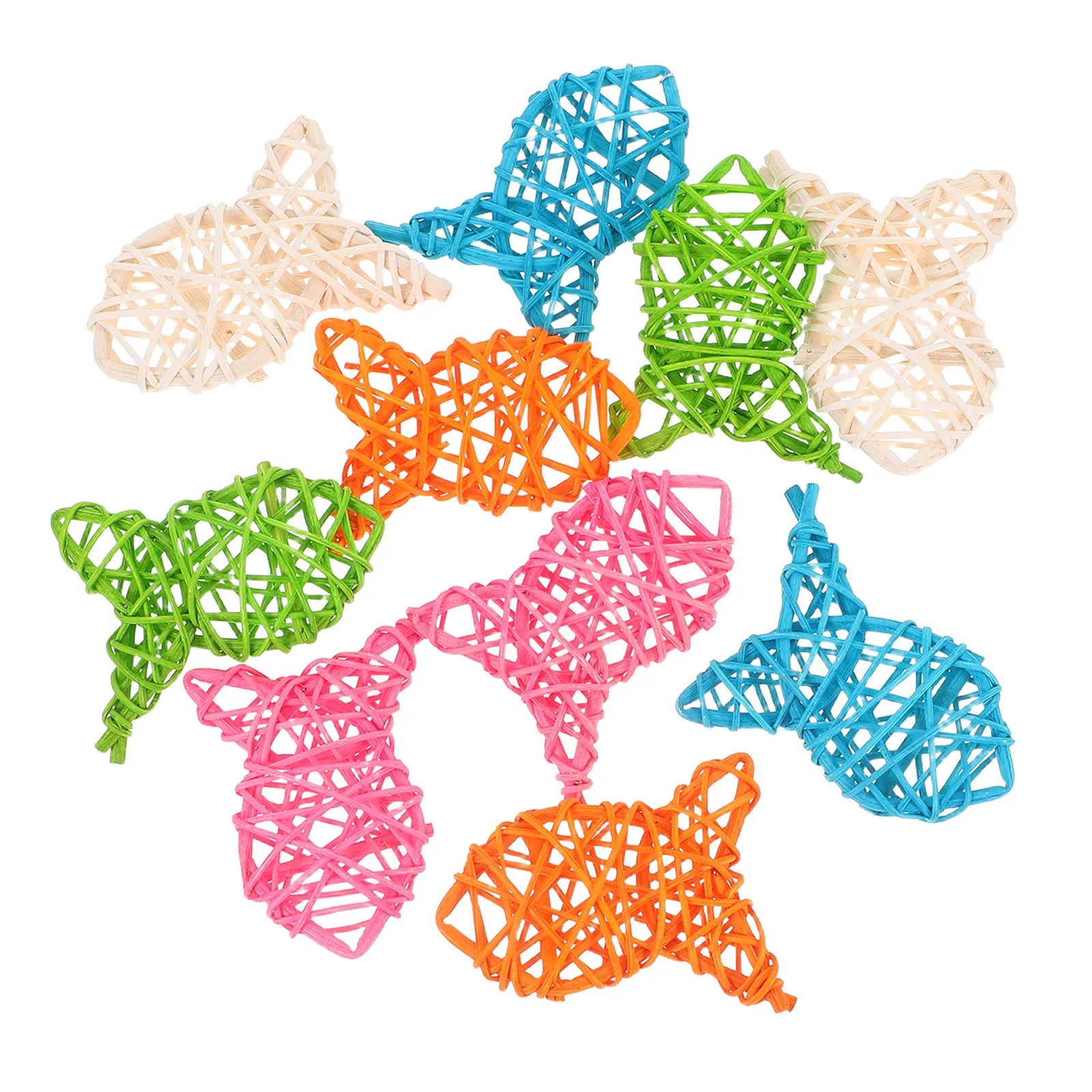 

10pcs 10 Rattan Fish Shaped Decorative Balls Hanging Ornaments Multicolor Wedding Party Nautical Beach Home Decoration