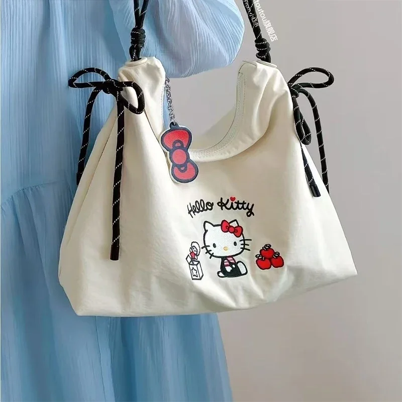 

Sanrio Embroidered Canvas Shouler Bag for Women Girl College Student Cute Large Capacity Tote Durable Fashion