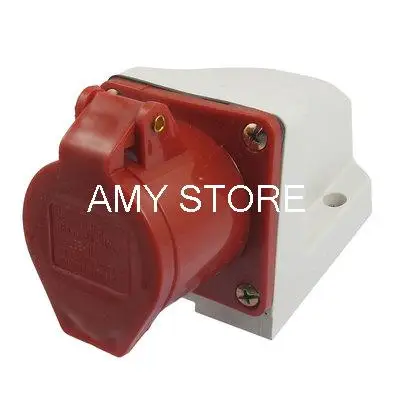 16A 3P+E IEC309-2 Industrial Panel Mount Socket Connector Red White