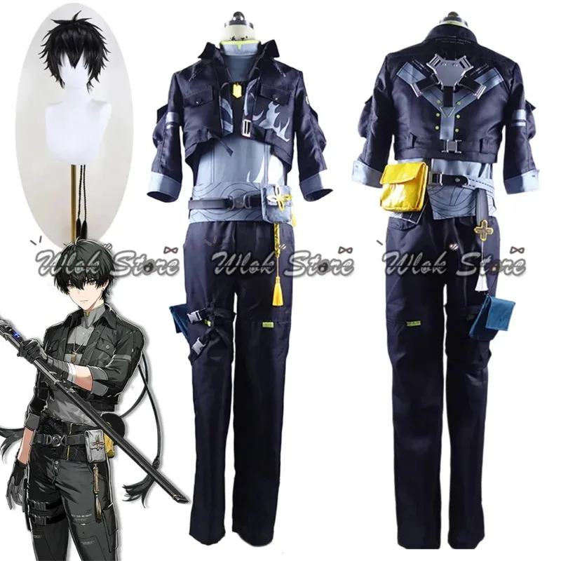 

LCK01 Game Wuthering Waves Rover Косплей Костюм Парик Мужской Боевой Костюм Униформа Хэллоуин Карнавальные Наряды Черные Волосы LYh1 @!