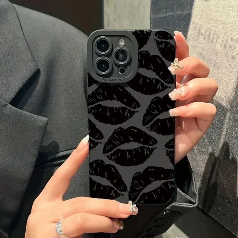 

Fashion Lip Printed Phone Case for IPhone 16 15 14 13 12 11 Pro Max Plus Shockproof Silicone Bumper Back Cover