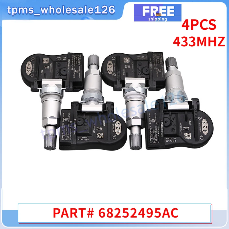 

4X TPMS Tire Sensor 68252495AC For 2016 2017 2018 2019 2020 Jeep Grand Cheroke IV Tyre Pressure Monitor System 433MHZ 68252495AA