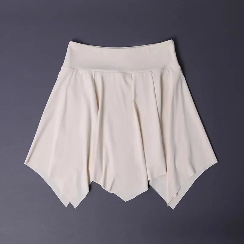 تنورة رياضية نسائية باللون الأخضر النعناعي - صيفية غير متماثلة لليوجا والتنس والجري سريعة الجفاف