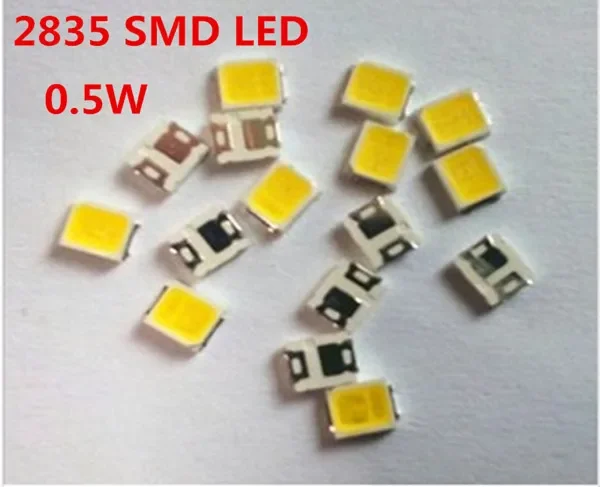 100pcs/lot smd 2835 led 0.5w 55-65 lm Gold wire chip lamp emitting diode for light strip par tube lighting 3000K 4000K 6000K