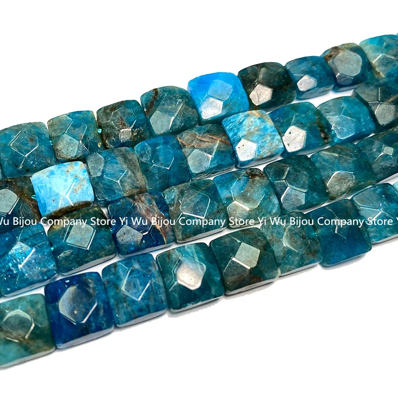 Natural Stone 5x10x10MM Flat Square Blue Apatite Faceted Gemstone Loose Spacer Beads for Jewelry Making Diy Bracelet Accessories - Image 3