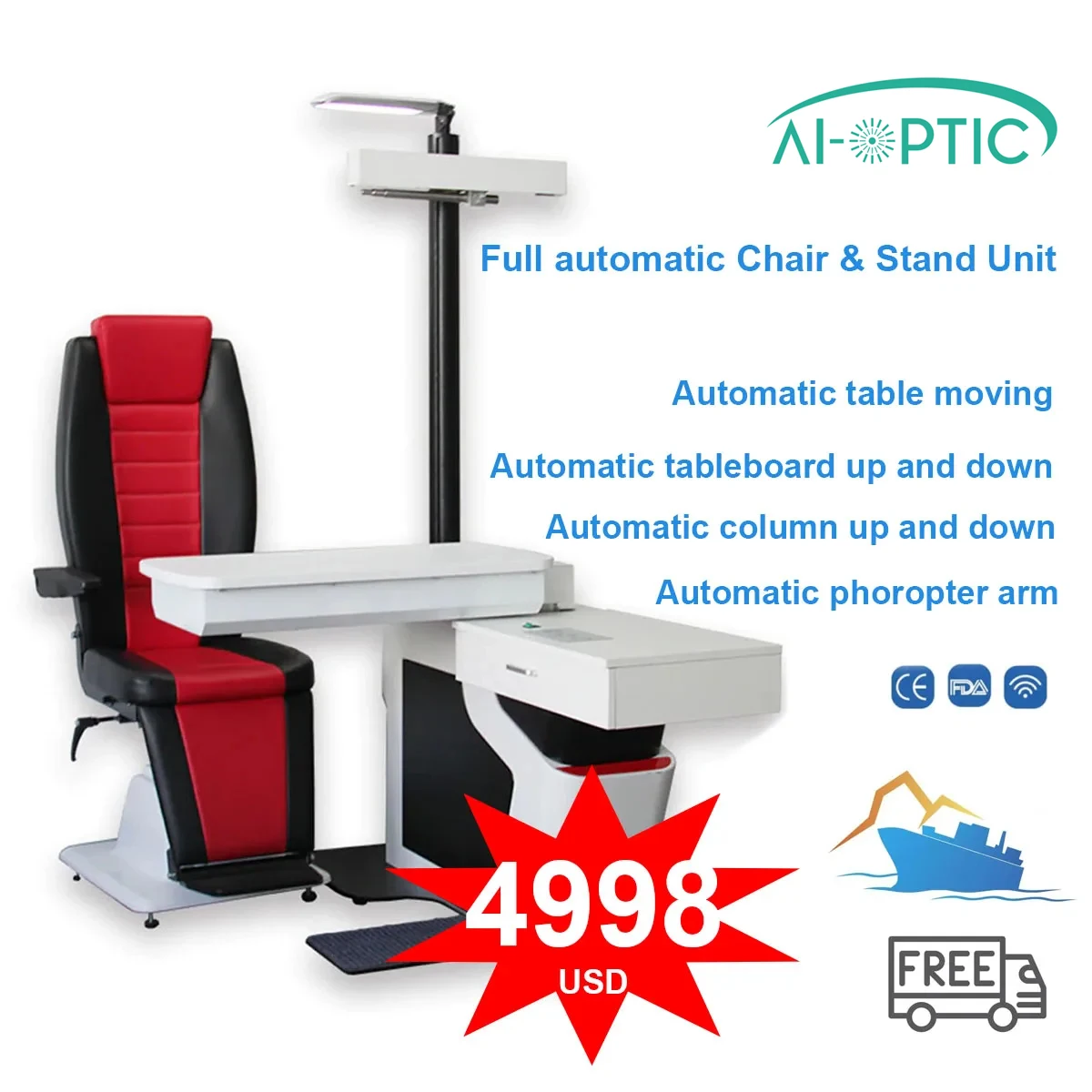 Full automastic Examination Ophthalmic Unit Optometry Equipment Table And Chair Free Shipping CT-1000 Ophthalmologic