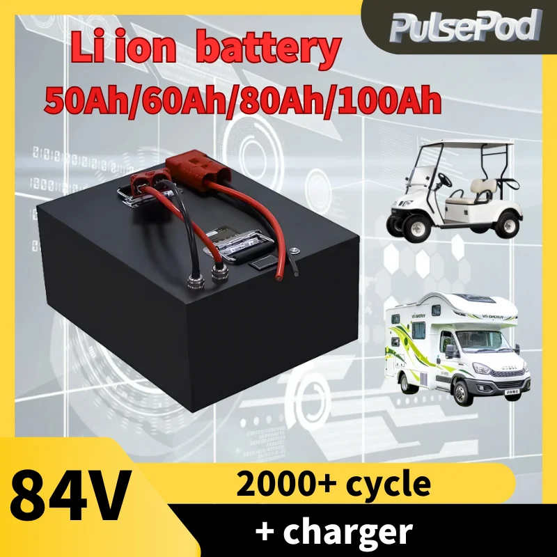 

Литий-ионный аккумулятор 84V 50Ah 60Ah 80Ah 100Ah с Bluetooth BMS 23S для 2KW 4KW 5KW 8KW двухколесного четырехколесного мини-автомобиля