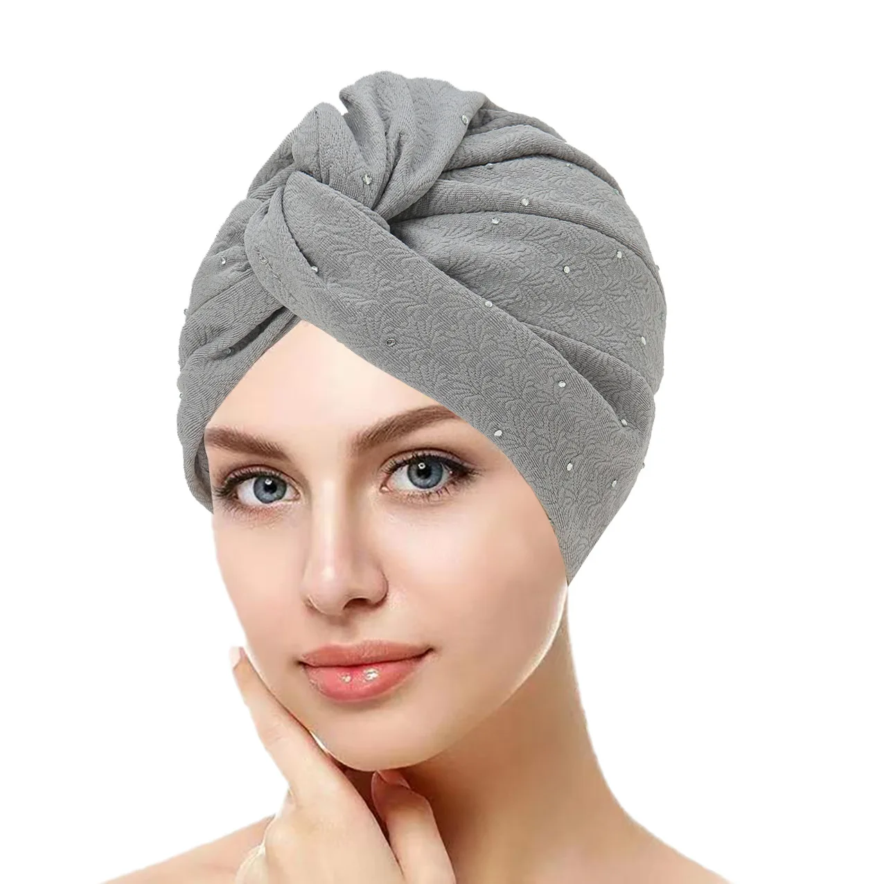 Solid Color Muslim Hijab Caps With Drill Women Wrap Head Soft Elastic Ladies Fashion Indian Turban Bonnet