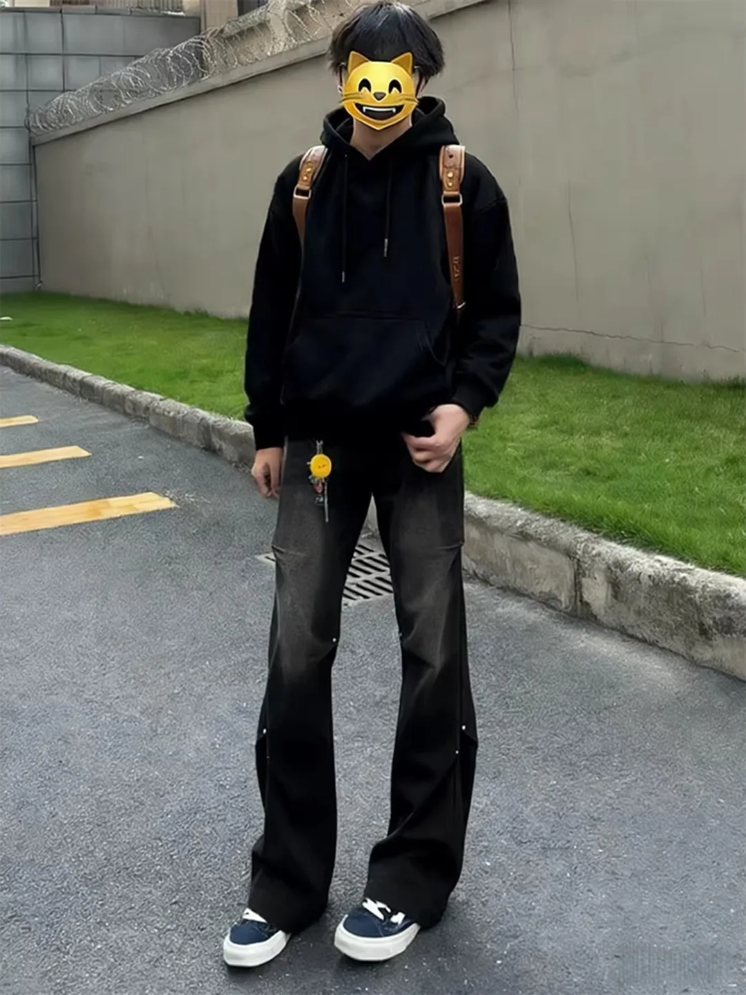 

Bla Pleated Workwear Jeans Men's Spring American High Street Vobe Pants Cleanfit Flared Straight Leg Trousers