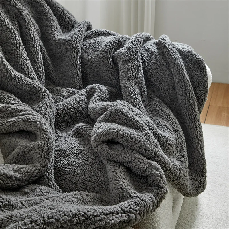 150x200cm Universal Lamb Velvet Blankets for Beds Long Plush Solid Throw Blanket Warm Tapestry Sleeping Home Use Blankets Adults