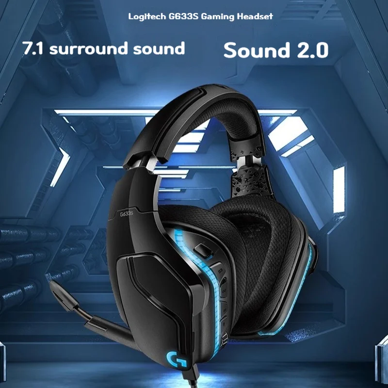 Original Logitech G633s Wired Gaming Esports Headset With Microphone 7.1 Channel RGB Light Effect Keyboard Set For Game Tablet