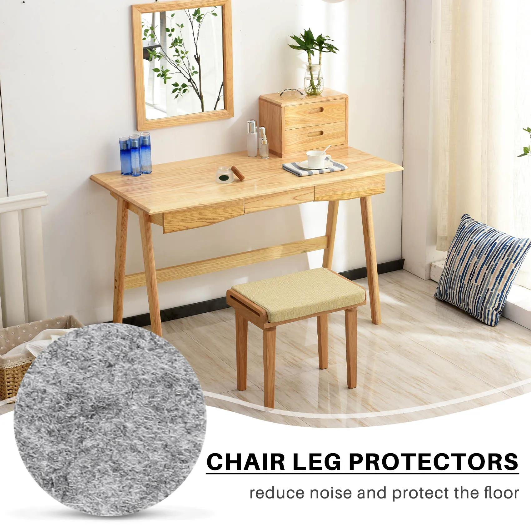 50Pcs Round Shaped Table Chair Furniture Leg Felt Mat Pad Gray SQ