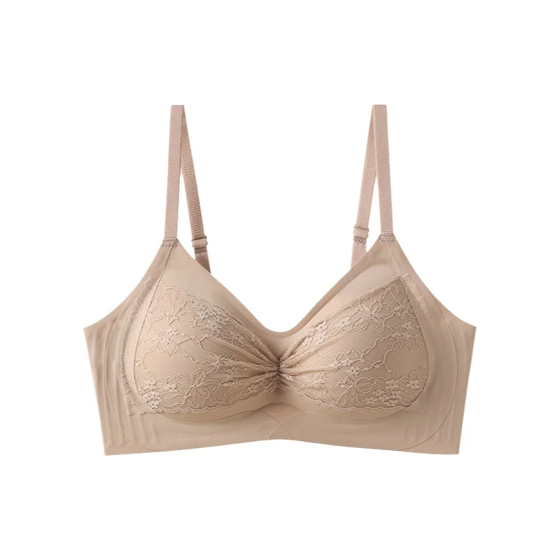 Lace KUCLUT Women's Bra Fixed Cup Gathered Comfortable Breathable Anti-Slip Side Control Silicone Gel Underwear view 6
