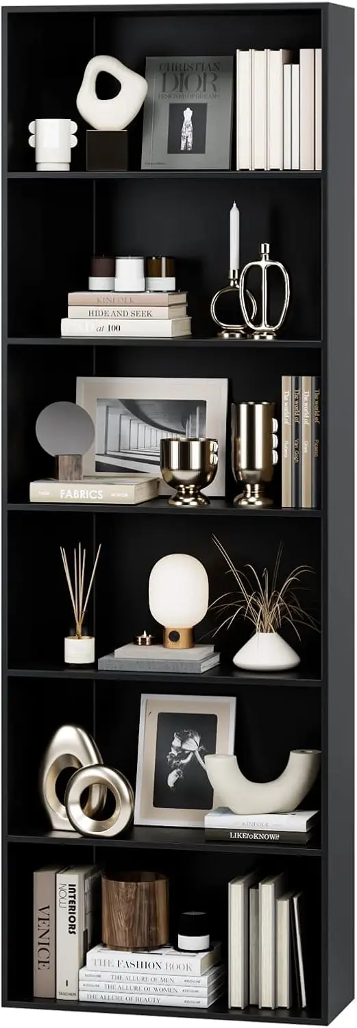 

6-Tier Open Bookcase and Bookshelf, Freestanding Display Storage Shelves Tall Bookcase